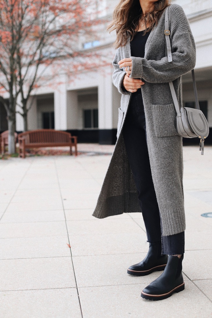 Duster Cardigan With Lug Sole boots and Shopbop sale picks - Lilly Style