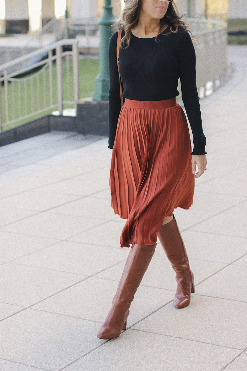 midi dress and boots